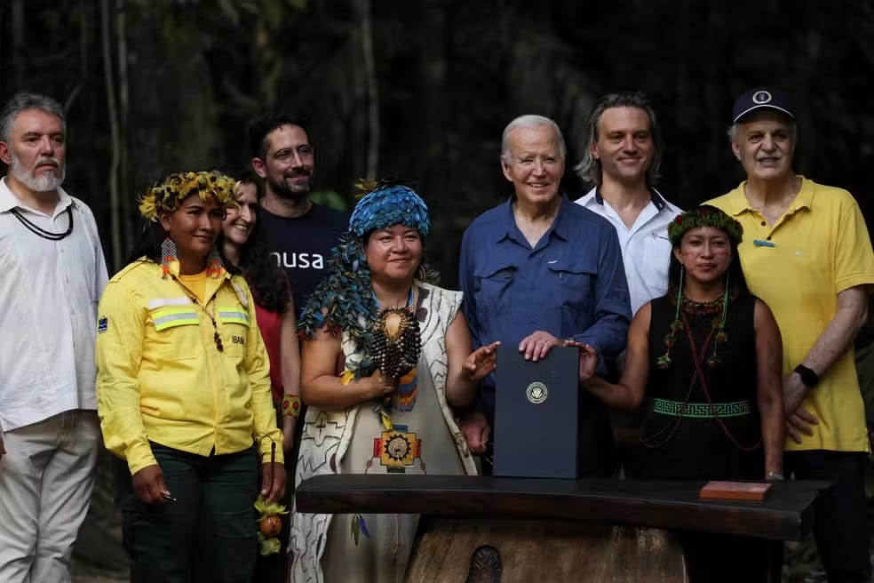 Biden durante visita ao Museu da Amazônia, em Manaus (AM), neste domingo 17. Foto Leah Millis Reuters