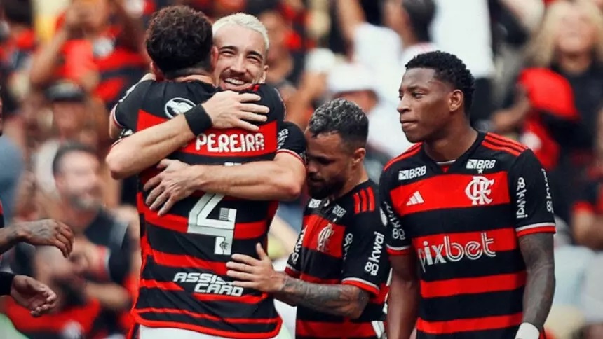 Flamengo vence Internacional e elimina gaúchos da briga pelo título do Brasileirão. Foto: Divulgação/Flamengo