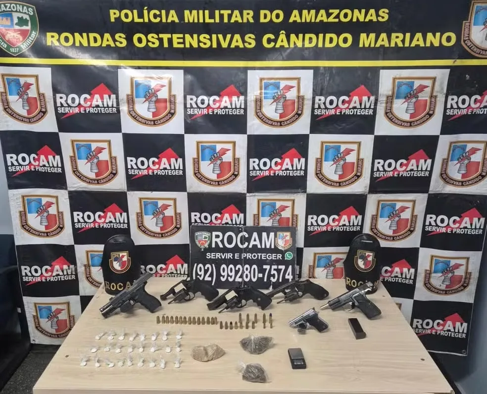 Polícia apreende armas e drogas após perseguição a suspeitos em Manaus