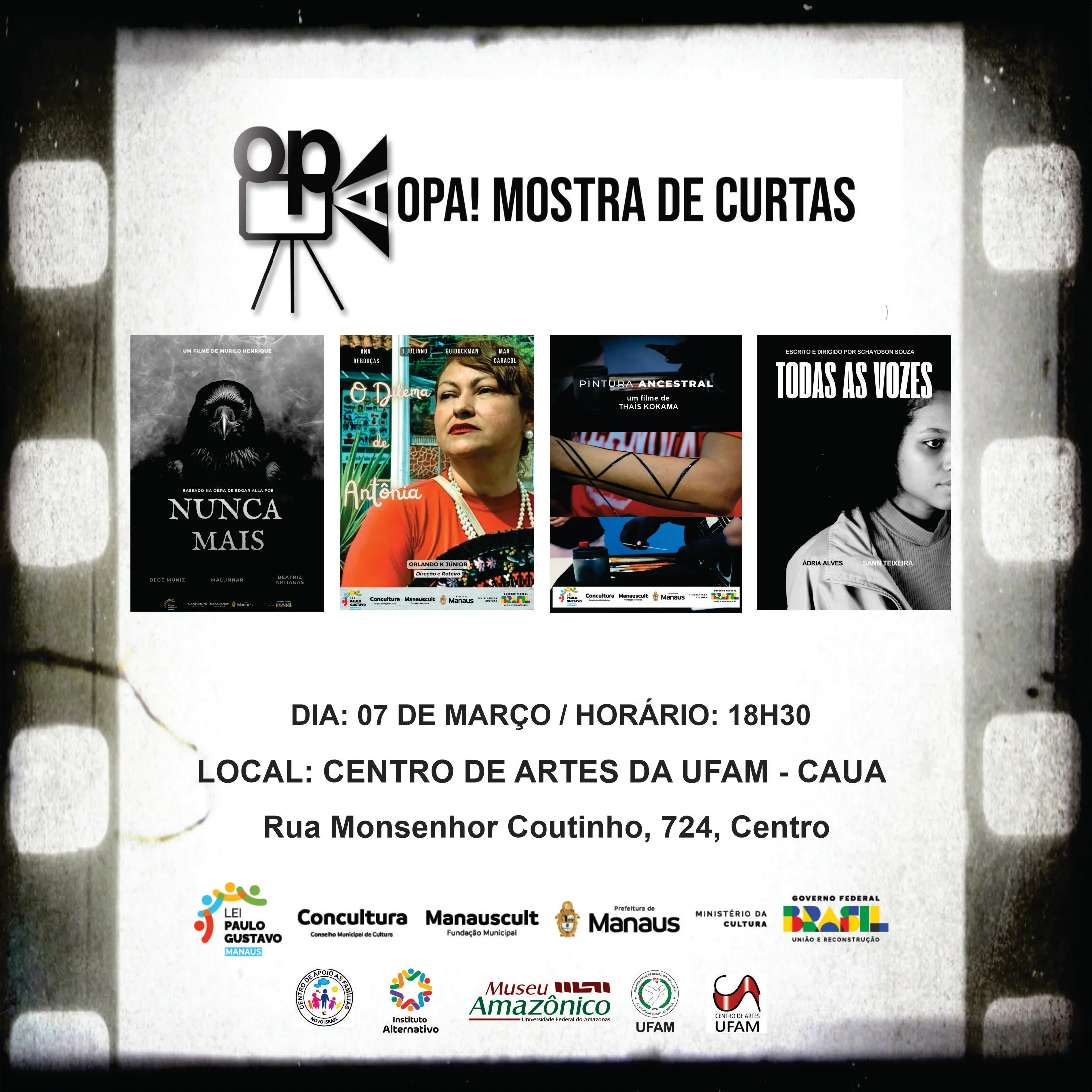 OPA! Mostra de curtas lança filmes no Caua no dia 07 de março