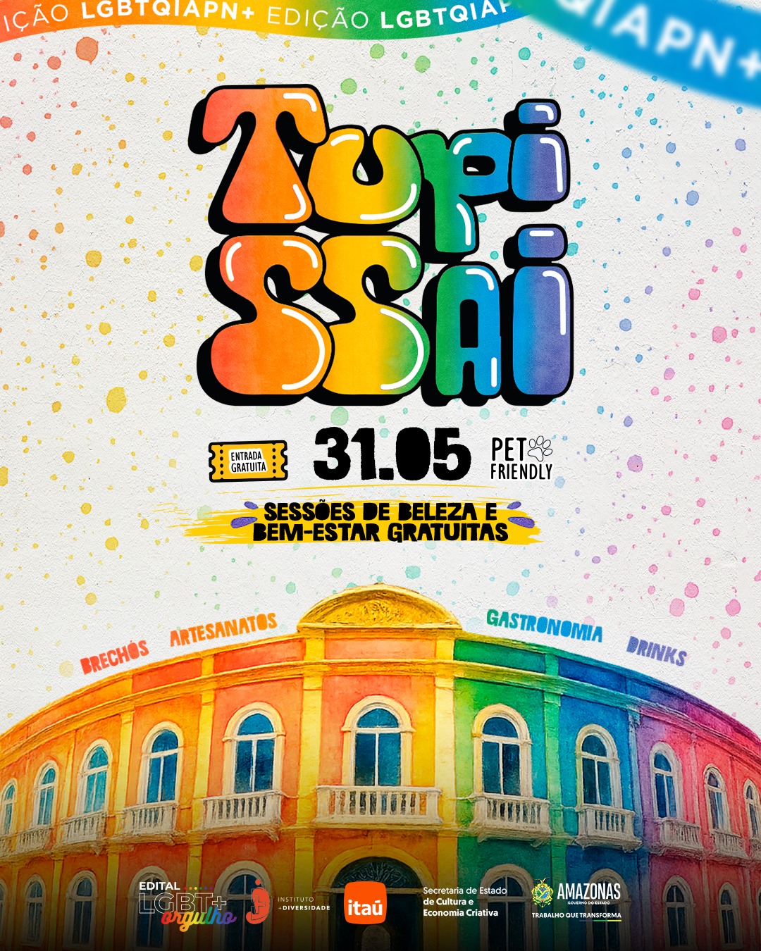Feira Tupissai realiza edição especial LGBTQIAPN+ no Palacete Provincial com entrada gratuita e ações de bem-estar