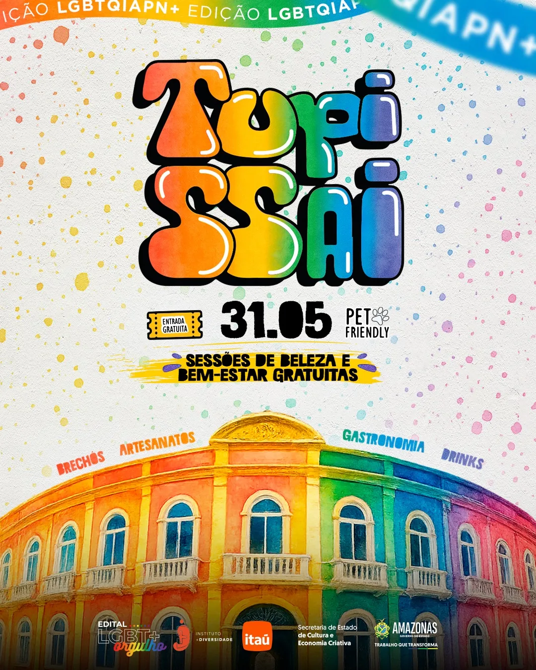 Feira Tupissai realiza edição especial LGBTQIAPN+ no Palacete Provincial com entrada gratuita e ações de bem-estar
