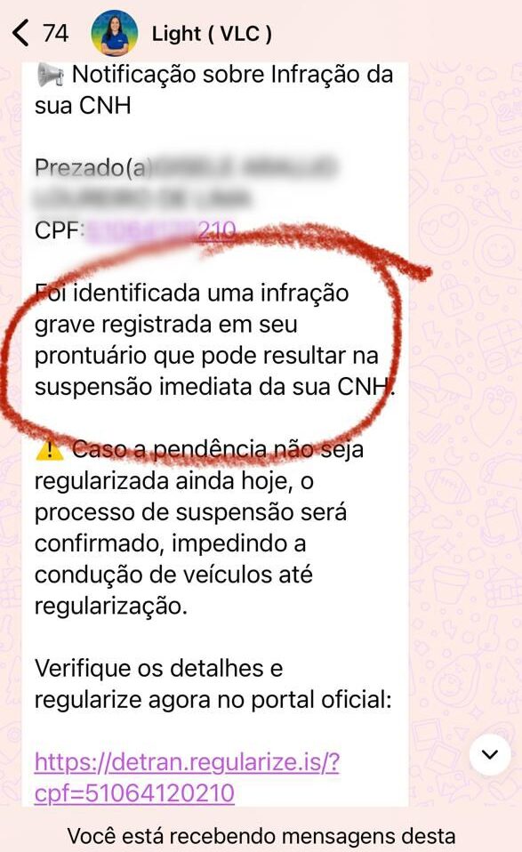 Detran-AM alerta para golpe no WhatsApp com falsa suspensão de CNH
