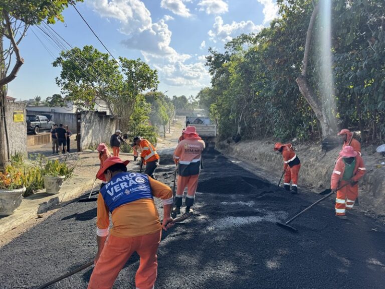 Prefeitura de Manaus avança com recuperação asfáltica no Parque 10 e revitaliza rua no Portal do Japão.