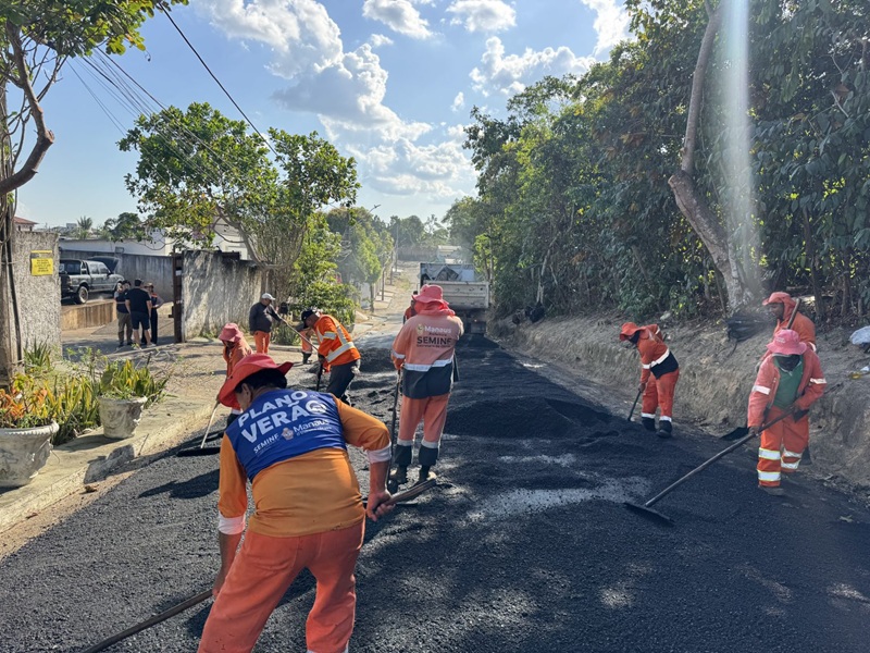 Prefeitura de Manaus avança com recuperação asfáltica no Parque 10 e revitaliza rua no Portal do Japão.